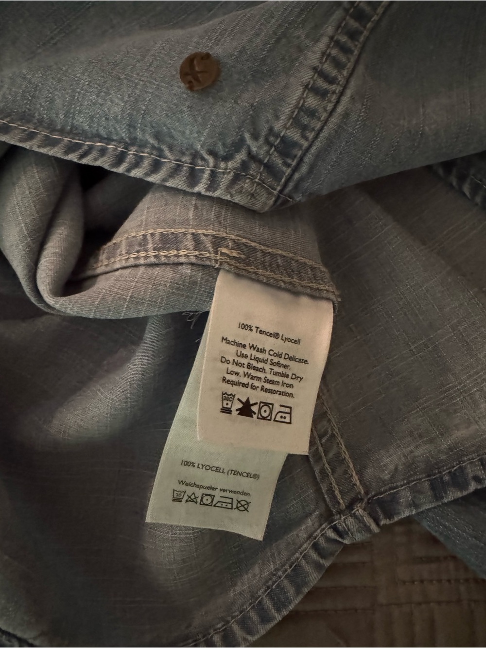 Eddie Bauer Sleeveless Button-Front Denim Shirt - Blue Medium - Picture 12 of 16